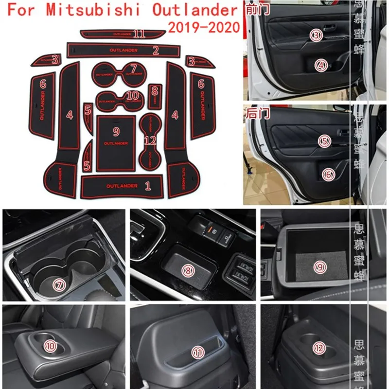 3D Cauciuc Pentru Mitsubishi Outlander 2019 2020 Mat Interne Anti-Alunecare Mat Usa Slot Pad Cup Perna Groove Mat Accesorii Auto