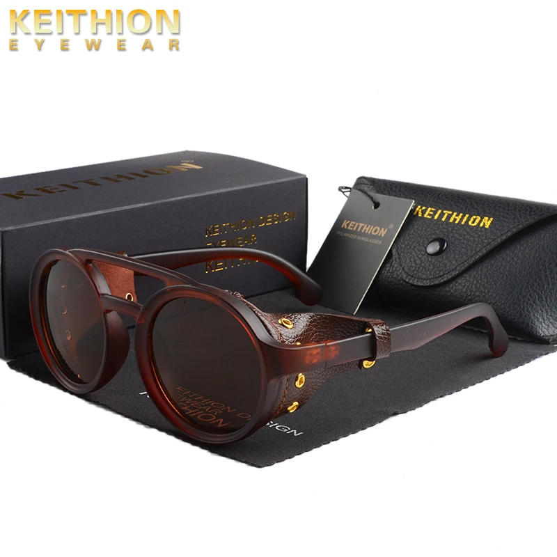KEITHION Retro Steampunk Sunglasse Bărbați Punk din piele PU Scuturi ochelari Femei Ochelari clasic UV400 Ochelari de Gafas de Sol