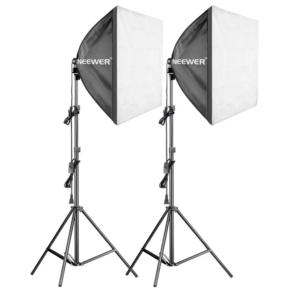 Neewer 600W Pro Softbox Kit de Iluminat - 3 Pachete de 24x24 cm/Softbox 60x60 cm cu 45W Bec Fluorescent pentru Fotografie