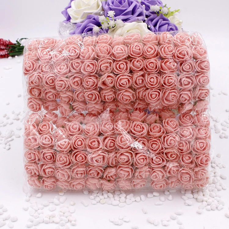 De Vânzare la cald 3 cm cap Multicolor PE Rose Spuma Mini Buchet de Flori de Culoare Solidă/Scrapbooking Artificiale spuma Flori de Trandafir(144pcs/lot)
