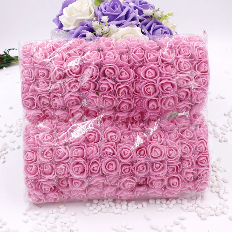 De Vânzare la cald 3 cm cap Multicolor PE Rose Spuma Mini Buchet de Flori de Culoare Solidă/Scrapbooking Artificiale spuma Flori de Trandafir(144pcs/lot)