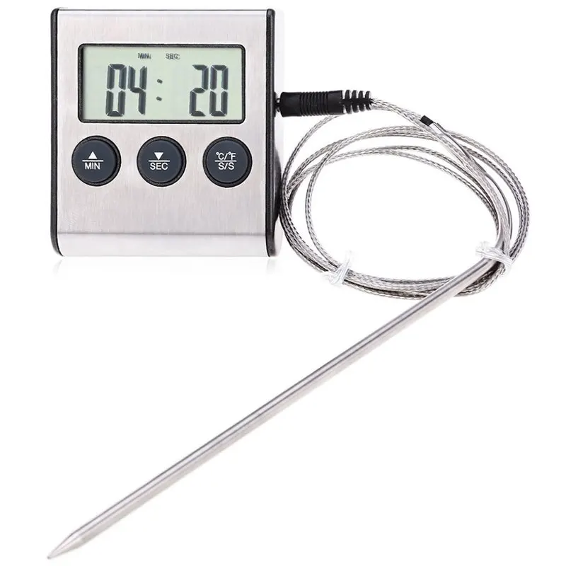 Bucătărie alimentare digital, afișaj digital de ardere termometru cu sonda termometru de gătit timer