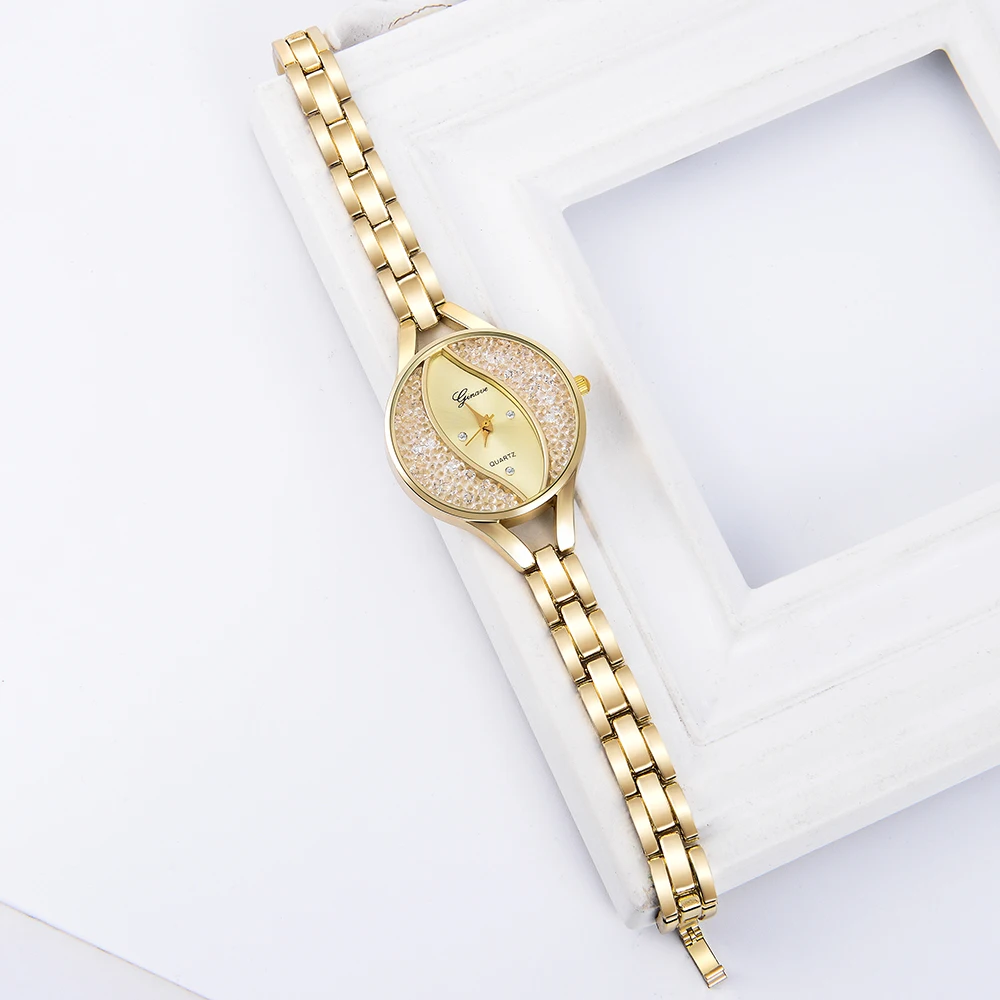Elegant Diamant, Cuarț 3 BUC Set Femei de Aur a Crescut Brățară Ceas de lux Bijuterii Femei Casual, Cadran Mic Ceas de mână