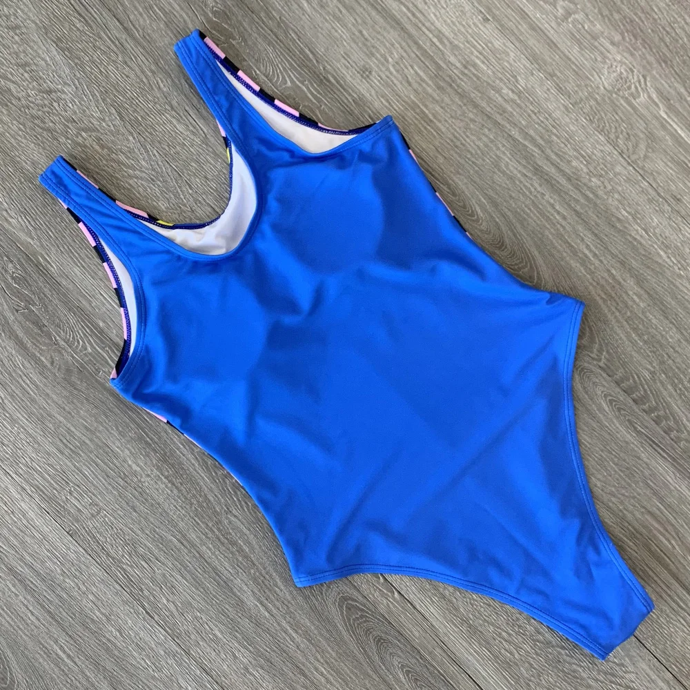 Sexy Print Arc Albastru-O Singură Bucată 2021 Nou Costum De Baie Închis Costume De Baie Push Up Pentru Femei Flori Bodysuit Plajă De Înot Purta Costum De Baie