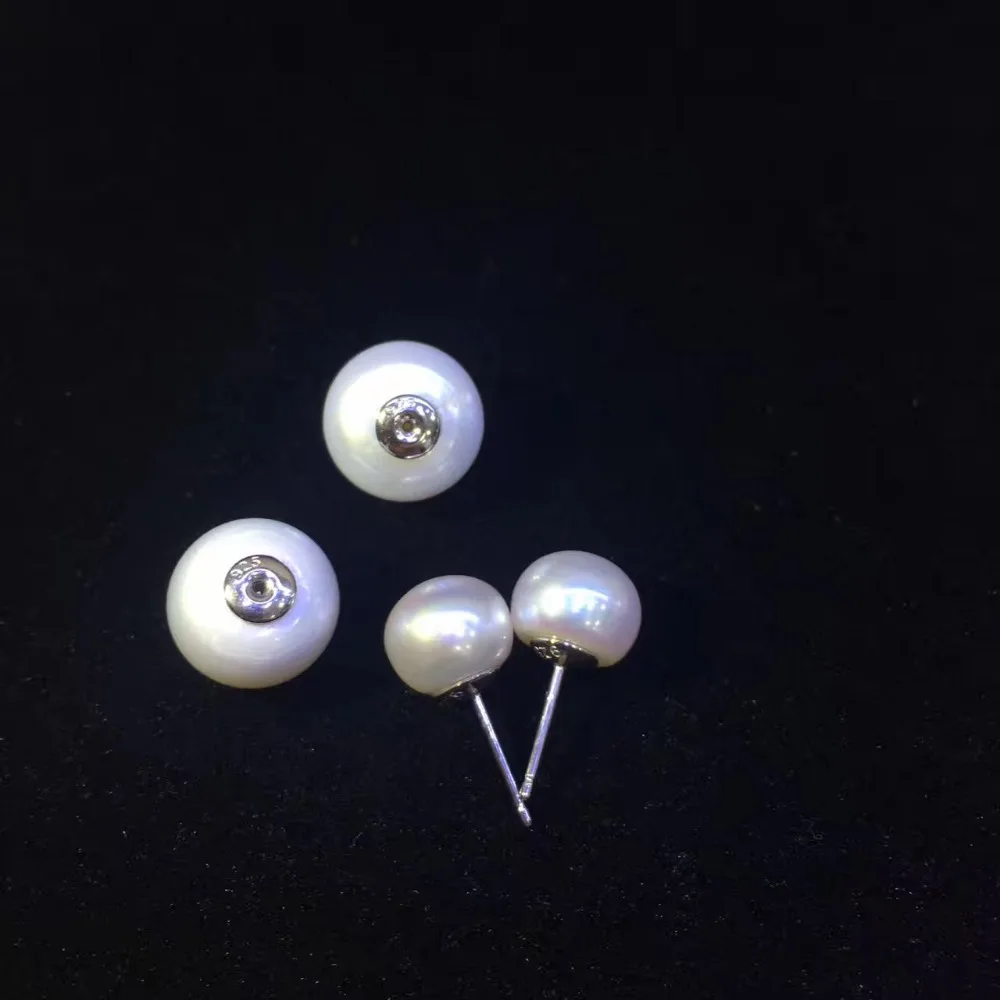 Real natural de apă dulce pearl stud cercei argint 925 mari și mici dimensiuni mixte dublu pearl cercel moda