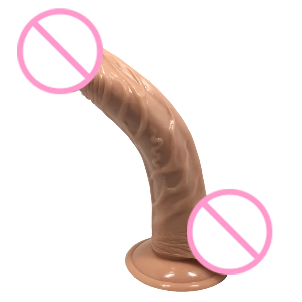 Vibrator realist Femeile Adulte Curbat Lung Gros Masaj Penis Mare ventuza Puternica Penis artificial Masturbari G-spot Sex Jucărie nouă 2019