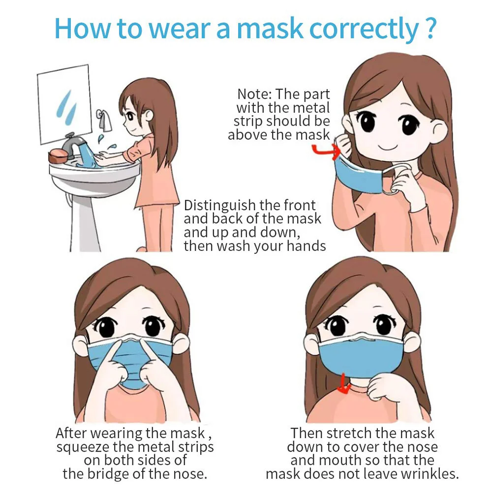 În Stoc! 100 Buc Unică folosință Mondmasker Clema Față Măști de Gura Gura Masca Non-țesute topit 3-strat Mascarilla mascarilas