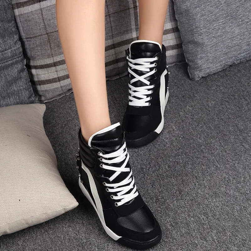Femei Topuri Mari Ascunse Pană Adidași Pantofi Platforma Tocuri Inalte Adidasi Femei Pantofi Casual 2019 Nit Femei Formatori