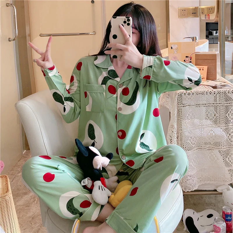 CAIYIER Coreea Drăguț Vaca de Imprimare de sex Feminin Pijamale Calde de Iarnă pentru Femei Pijama Set de Turn-down Guler Maneca Lunga, Pijamale pijamas mujer