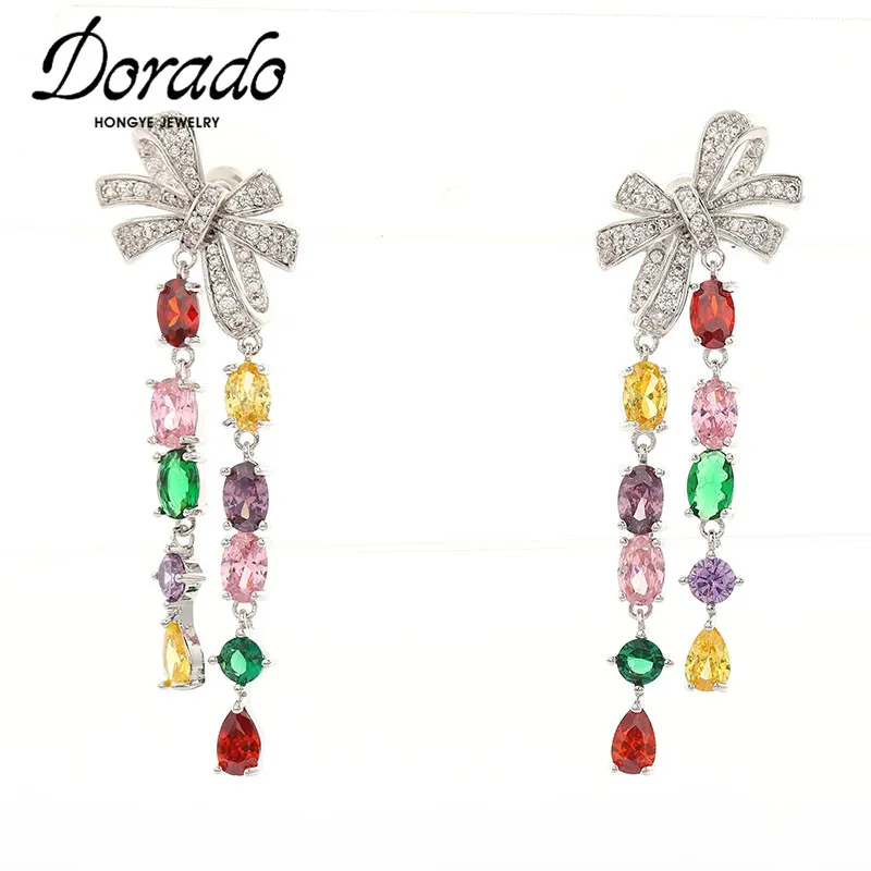 Dorado Romantic Alb Bowknot Tassel Picătură de Cristal Cercei pentru Femei de Moda de Petrecere 4 Culori Zircon Pendientes Bijuterii Brincos