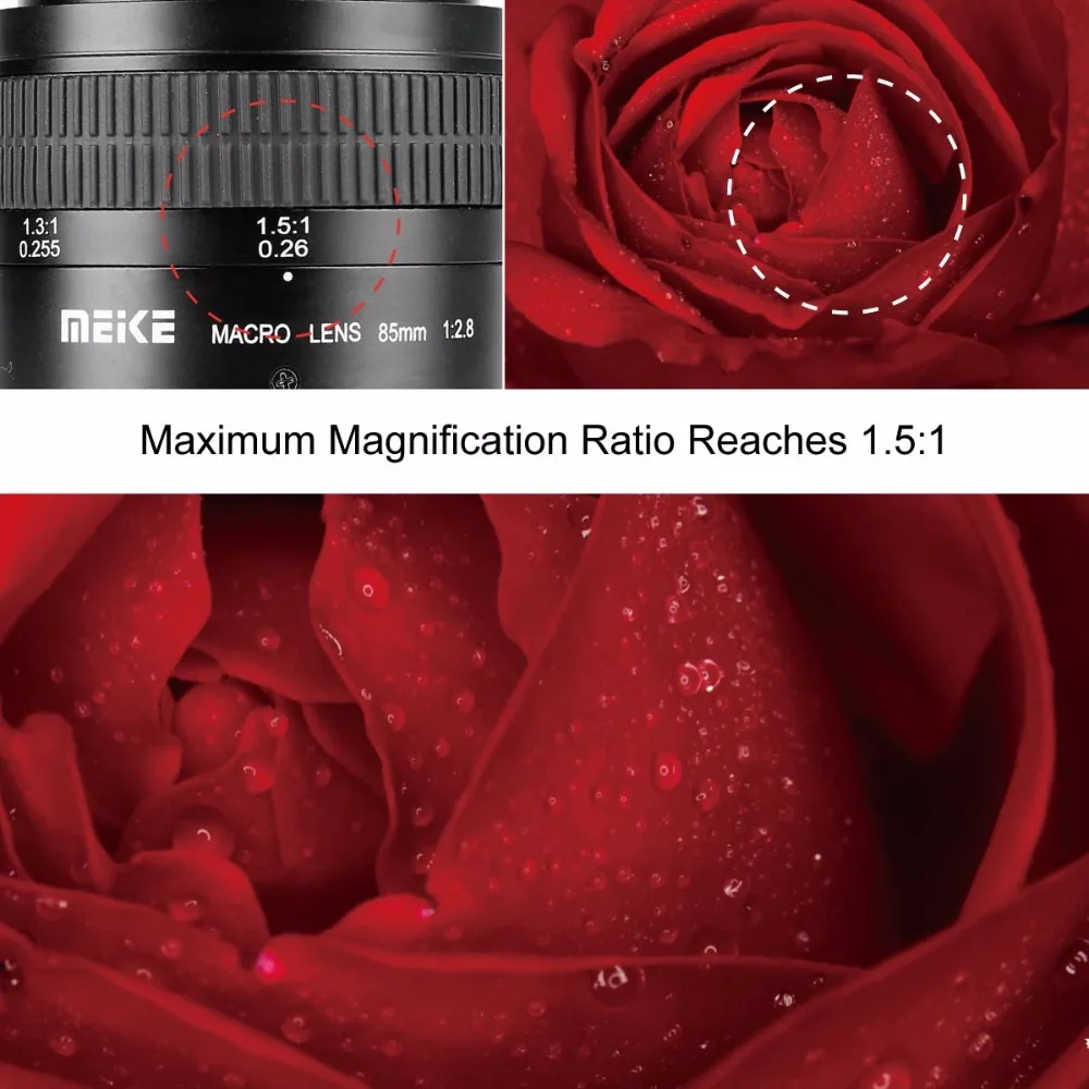Meike MK85mm f/2.8 Manual Focus Obiectiv Macro pentru Olympus Micro 4/3 EM10 Mark ii/EM5/EM1/EP5/EPL3 și Panasonic Lumix G7 Camera