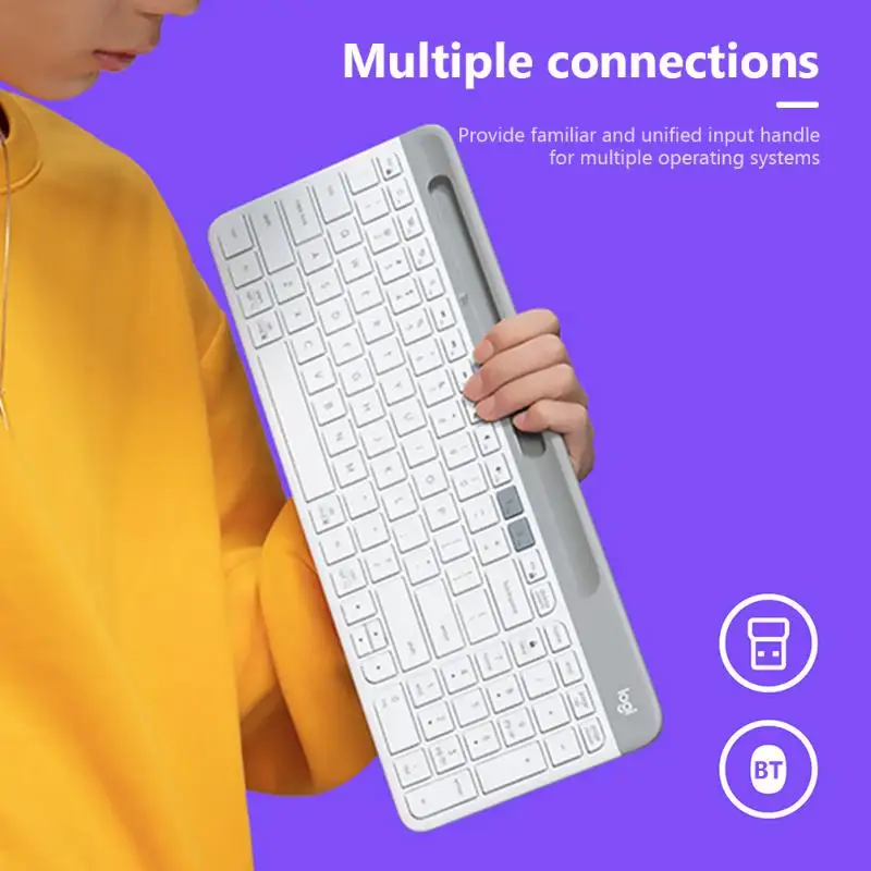 Logitech K580 Ultra-subțire Multi-Dispozitiv Wireless Tastatură Bluetooth 2.4 GHz Unificatoare Modul Dual de Birou de la Tastatură Pentru PC, Tableta, Telefon