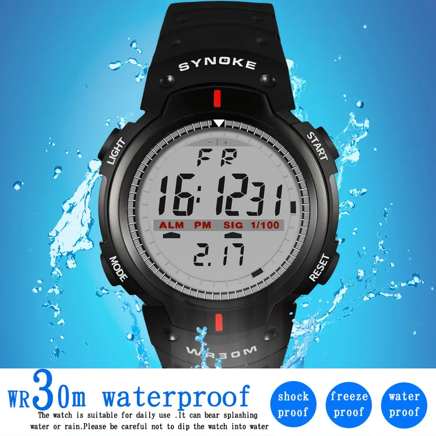 SYNOKE Ceasuri Barbati rezistent la apa 30M Electronic Ceas Digital cu LED Bărbați în aer liber Mens Sport Ceasuri Cronometru Relojes Hombre