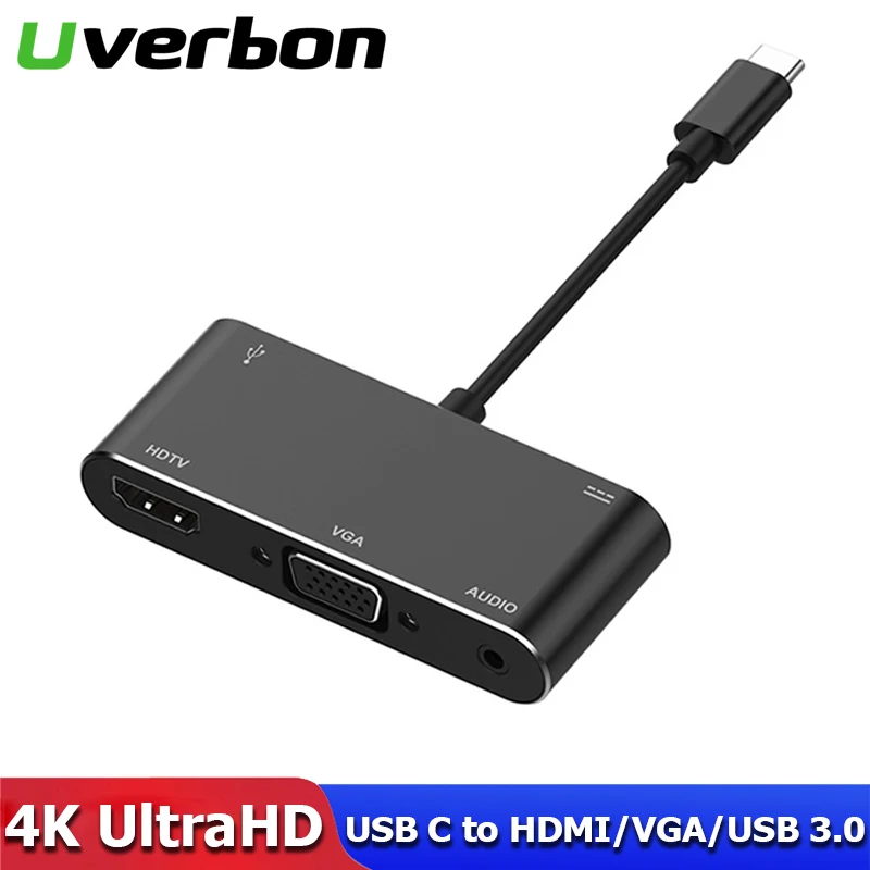 Tip C Pentru HDMI VGA USB 3.0 Adaptor Convertor Cu 3.5 Jack USB-C 3.1 Hub Adaptor pentru Mac Air Pro Huawei P10 P20 Samsung S8 Plus