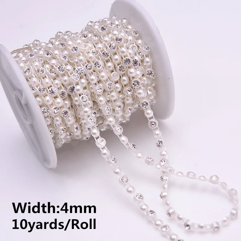 10yards/5yards Cristal Stras Fildeș ABS Lanț Pearl Banding Ornamente de Cusut Costum Aplicatiile 29 de modele de a alege