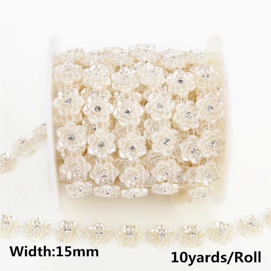 10yards/5yards Cristal Stras Fildeș ABS Lanț Pearl Banding Ornamente de Cusut Costum Aplicatiile 29 de modele de a alege