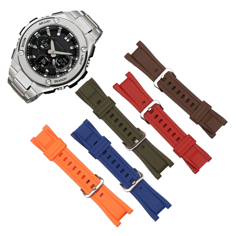 Curea de cauciuc pentru bărbați accesorii ceas pentru Casio GST-210B GST-S110 S100G GST-W110 W100G din oțel inoxidabil curea ceas trupa