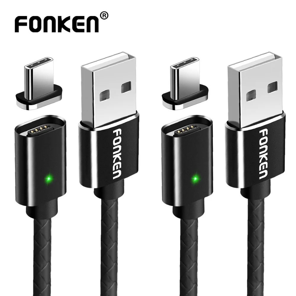 FONKEN de Tip C Magnetice Cablu USB C Telefon de încărcare Rapidă Cablu LED Magnet față-Verso încărcare Rapidă Sincronizare de Date Cablu pentru Telefon Mobil