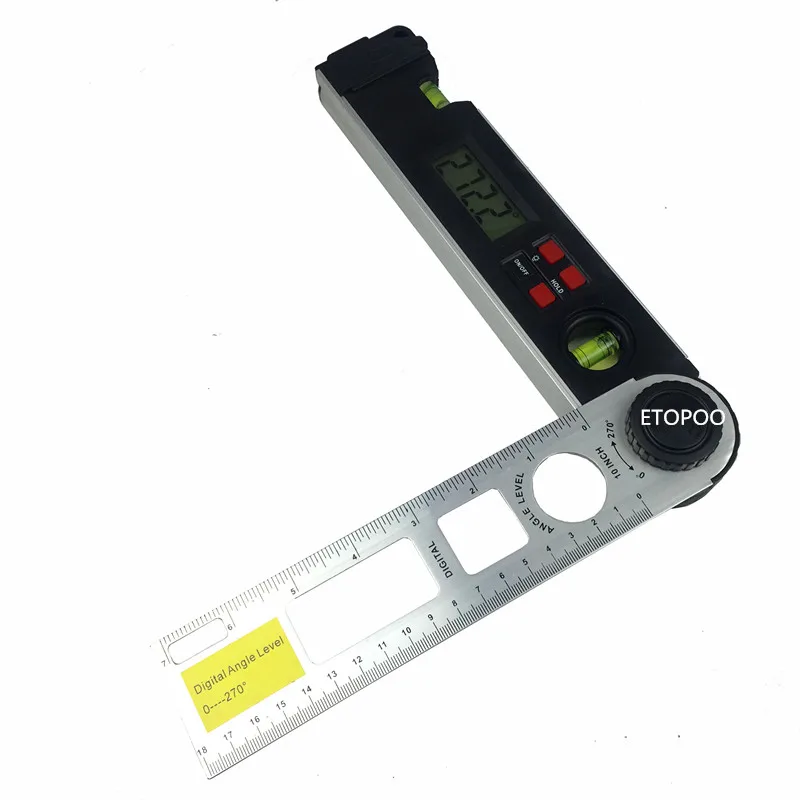 0-270 grade Digital Unghi Finder Indicator Raportor Conducător Miltre Unghi Finder Cu dual Nivel de Spirit inclinometer