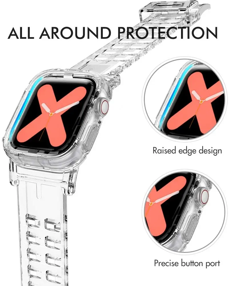 Cazul Curea Pentru Apple Watch Band 44 MM 40MM Moale silicon transparent Ceas Bara Trupa Brățară pentru iWatch Seria 5 4 3 38 42mm