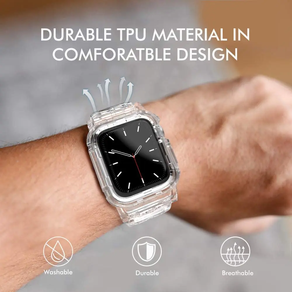Cazul Curea Pentru Apple Watch Band 44 MM 40MM Moale silicon transparent Ceas Bara Trupa Brățară pentru iWatch Seria 5 4 3 38 42mm