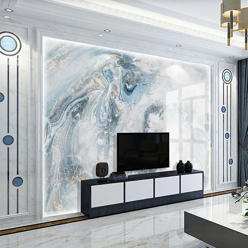 Arta Abstractă modernă Marmură 3D Tapet de Lux, Living cu TV, Canapea Dormitor Fundal Albastru Decor de Perete Papel De Parede picturi Murale 3D