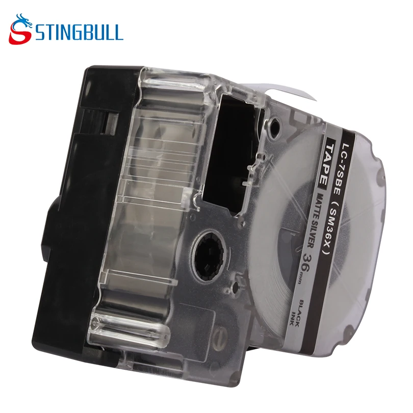 STINGBULL LC-7SBE Compatibil Imprimantă Etichetă Panglică Negru Mat Argintiu 36mm*8M Laminate Etichete de Banda Pentru Epson