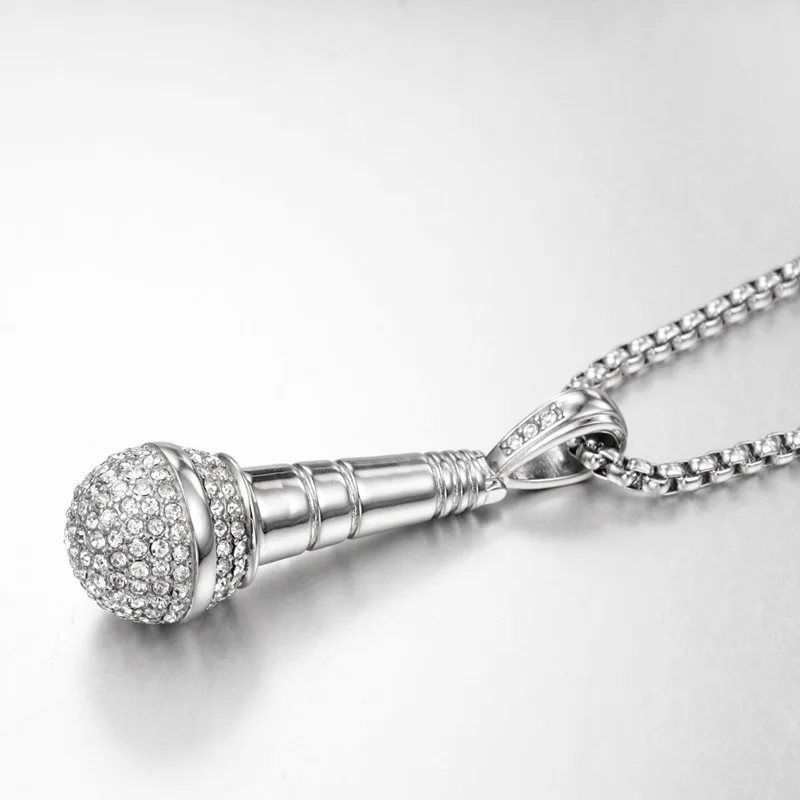 Hip-Hop Rock Personalitate Tendință De Moda Microfon Pandantiv Colier Oțel Titan Colier Agățat Ornamente Pentru Barbati Femei