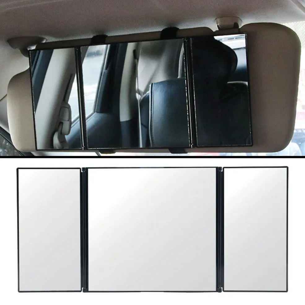Masina Oglindă 3 sectiuni Pliabil Oglindă Cosmetică Auto Soare-umbrire Auto Parasolar Oglindă Reglabilă Auto Oglindă de Machiaj