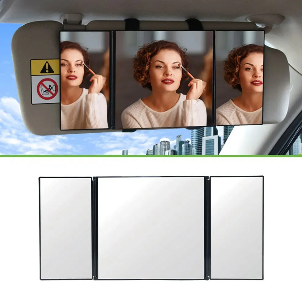 Masina Oglindă 3 sectiuni Pliabil Oglindă Cosmetică Auto Soare-umbrire Auto Parasolar Oglindă Reglabilă Auto Oglindă de Machiaj