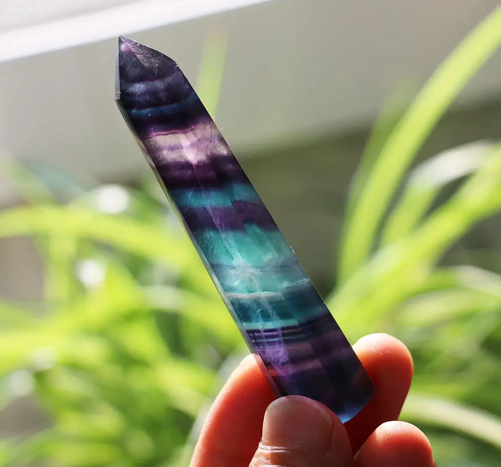 60g naturale violet și albastru fluorit cristal de cuarț puncte vindecat