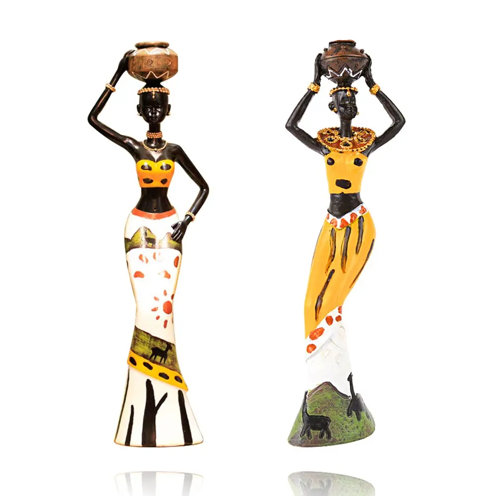 3Pcs/set Rășină Africane Figura Sculptura Tribal Doamna Figurina Statuie Decor de Colectie Piesă de Artă de Interior de Birou Camera de Studiu Hotel