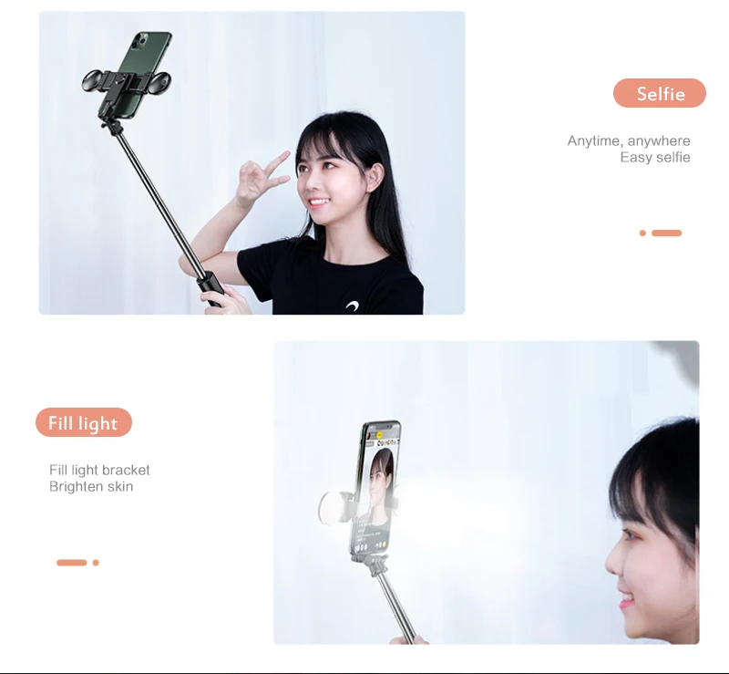 Noi 2 in 1 Wireless Bluetooth Selfie Stick Pliabil Mini Trepied, Monopod Extensibil cu Control de la Distanță pentru iPhone iOS, Android
