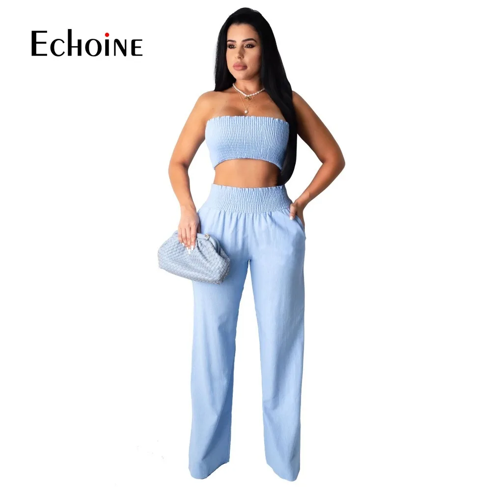 Echoine Femei Solide, Elegante, Sexy Bodycon backless Set de Două Piese Costum de Pe Umăr de Sus și Pantaloni Lungi Munca de Birou Seturi de potrivire