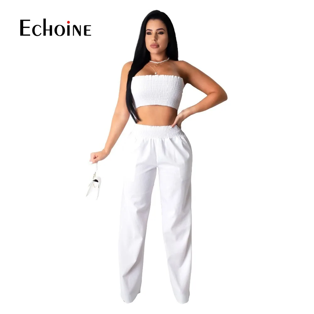 Echoine Femei Solide, Elegante, Sexy Bodycon backless Set de Două Piese Costum de Pe Umăr de Sus și Pantaloni Lungi Munca de Birou Seturi de potrivire
