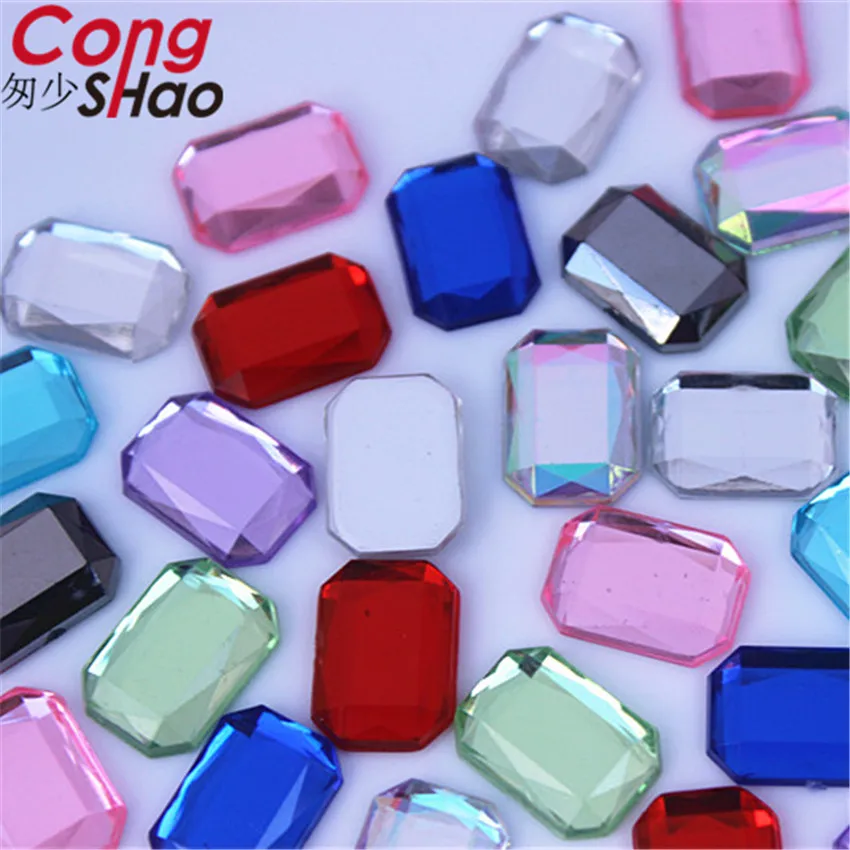 Cong Shao 200pcs 10*14mm Acrilice Mult octogonal stras aplicatiile de pietre si cristale Spate Plat haine Meserii decor YB717