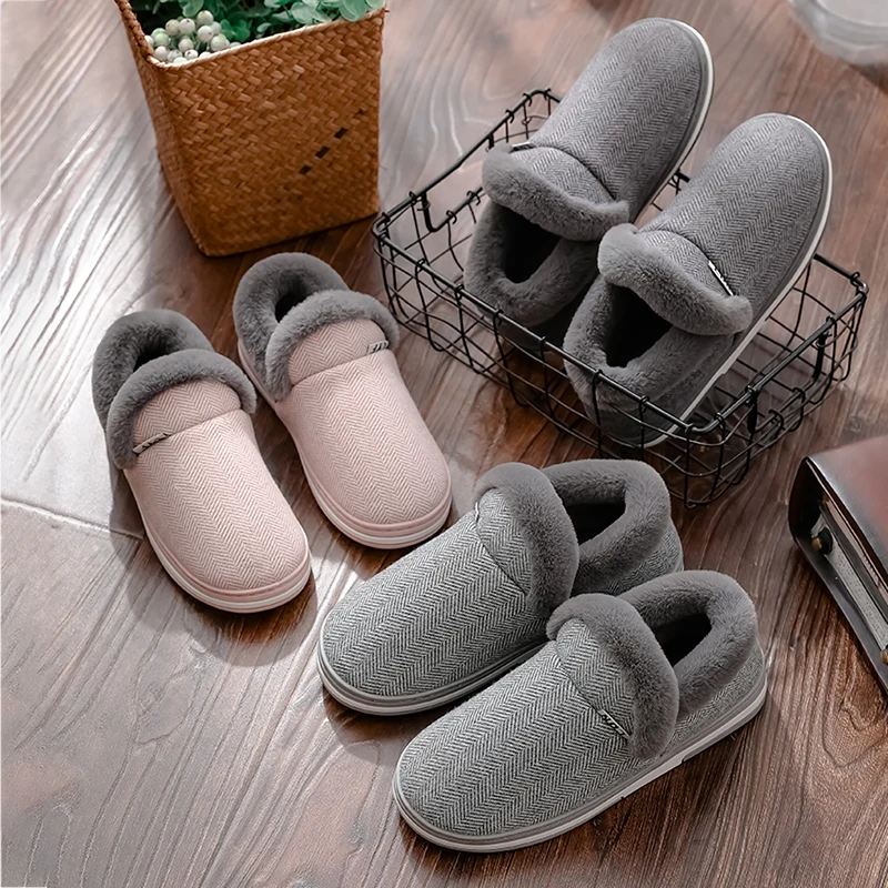 TZLDN 2020 Bărbați de Iarnă Caldă Culoare Solidă Bumbac Pantofi de Pluș Moale Interior Apartamente Confortabile, Non-Alunecare de Interior Acasă Papuci