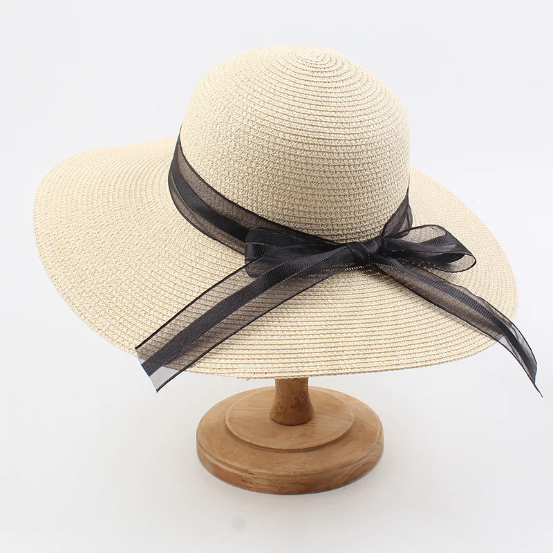 Stil Elegant De Vară Mare Pălărie De Paie Femeile Adulte Fete De Moda Pălărie De Soare Uv Proteja Funda Mare Plajă De Vară Pălărie