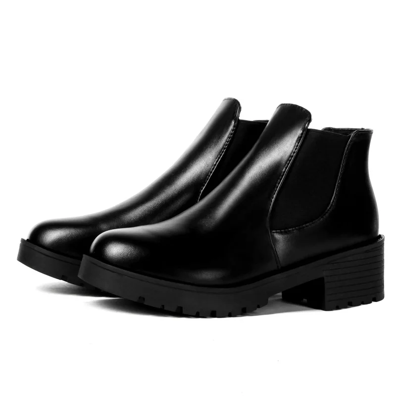 2020 Toamna Pantofi Femei Cizme Glezna Negru Chelsea Cizme de Alunecare pe Femei de Moda Casual Confortabil Toc Gros Pantofi NVX168