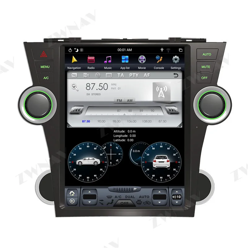 128G Tesla Ecran Pentru perioada 2007-2013 Toyota highlander Android10 Auto multimedia GPS Audio Radio Recorder Unitate Cap Stereo Auto