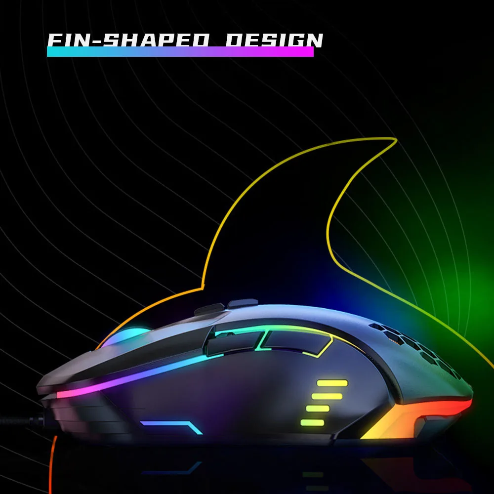 Cu fir Gaming Mouse pentru Computer 6400 DPI Reglabil Design Fagure de miere RGB cu iluminare din spate Ergonomic Mouse-ul Pentru Laptop PC