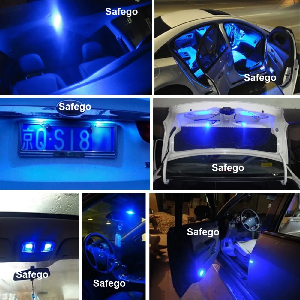 Safego 200pcs T10 W5W 168 194 2825 5 SMD LED Auto Interior Becuri 5050 Alb Culoare Albastru Masina Clearance Pană Lampă de 12V DC