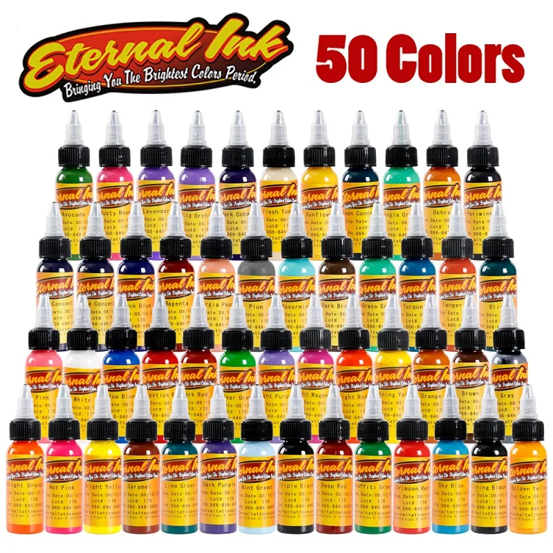 Noi 50pcs Culori 30ml/ flacon Eternal Tattoo Ink Set Pigment Sticla Machiaj Permanent Artă Pentru Machiaj Frumusețea Pielii Corpului instrument de Arta