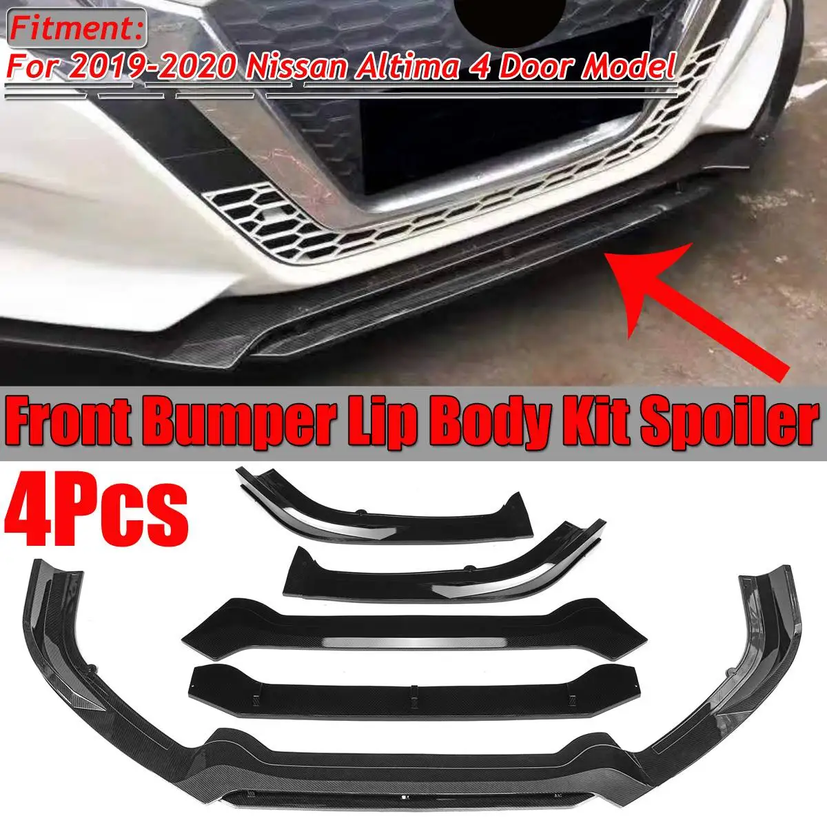 Un Set Aspect Fibra De Carbon/Negru Masina Bara Fata Splitter Buze Body Kit, Spoiler Difuzor Protector Pentru Pentru Nissan Altima 2019 2020