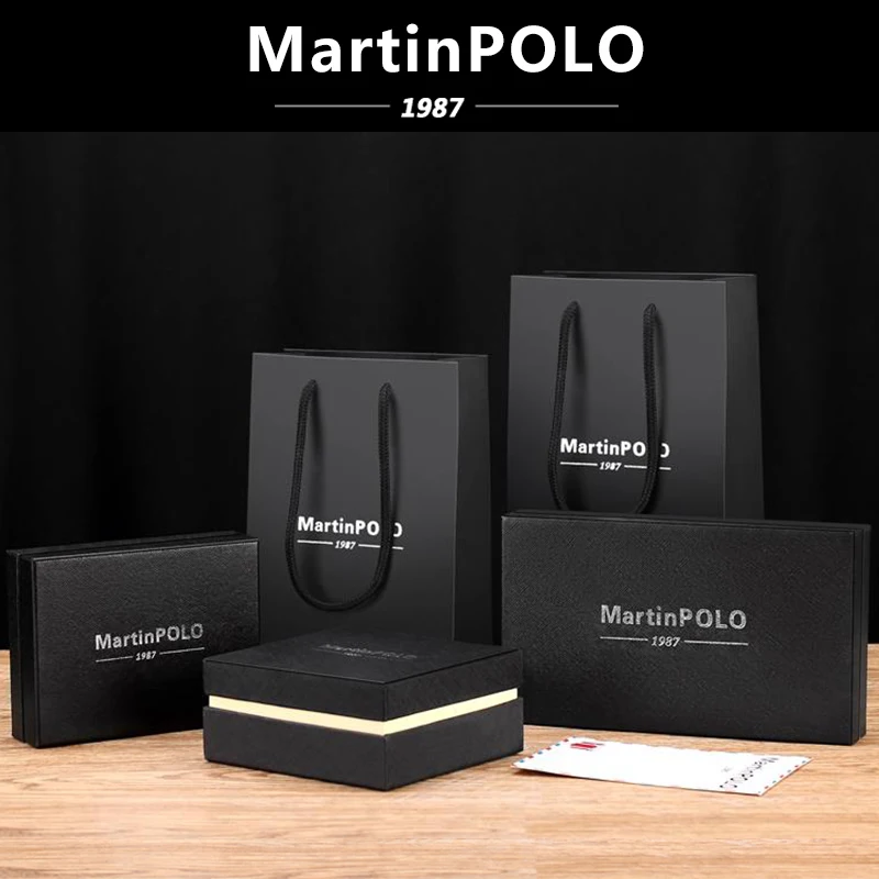 MartinPOLO Piele Barbati portofel de Lux titularul cardului de Credit Slim Pliere Portofele Mobile cu Id fereastră mică pungă Negru MP1006
