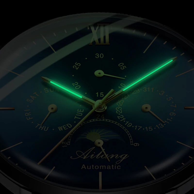 AILANG brand de top ceas impermeabil pentru bărbați din oțel inoxidabil curea automat mechanical ceas om steampunk moda ceas din Piele 2019