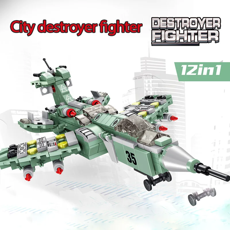 576PCS Militare poliția orașului Aircraf Oraș Distrugător Elicopter Luptător Mașină de Război Rezervor de Blocuri Caramizi Jucării pentru copii