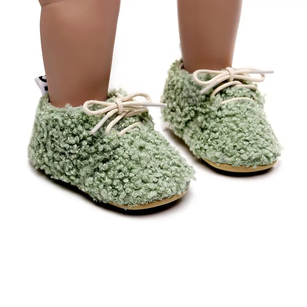 Lână De Miel Copilul Cald Pantofi Dantela-Up Blana Moale De Bumbac Pantofi Moale Hard Unic Pantofi De Copil Nou-Născut Mocasini Tenisi Crib Pantofi