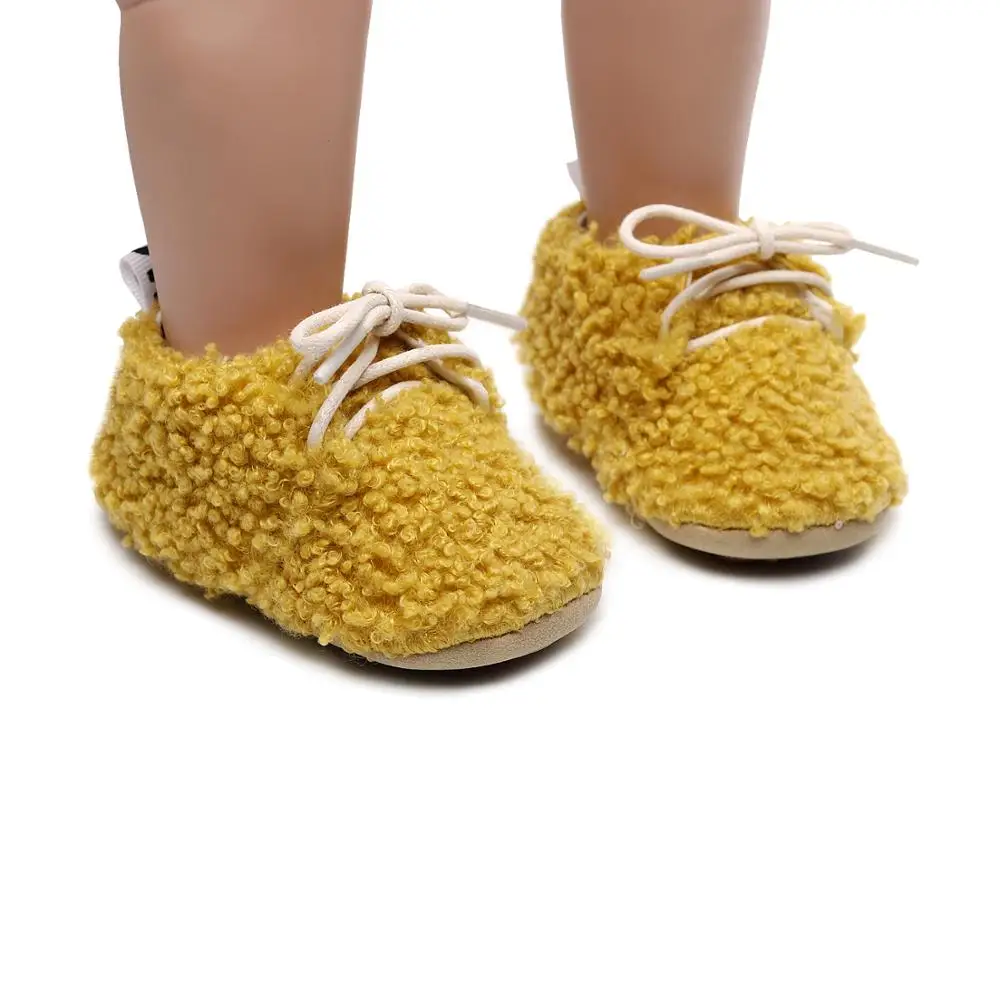 Lână De Miel Copilul Cald Pantofi Dantela-Up Blana Moale De Bumbac Pantofi Moale Hard Unic Pantofi De Copil Nou-Născut Mocasini Tenisi Crib Pantofi