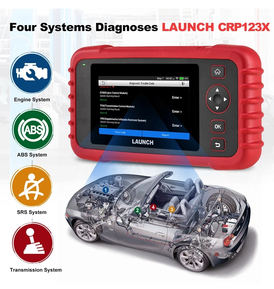 Lansarea x 431 crp123X obd2 scanner auto cititor de cod de instrument de diagnosticare auto ENG LA ABS SRS scaner de diagnosticare auto instrument crp123